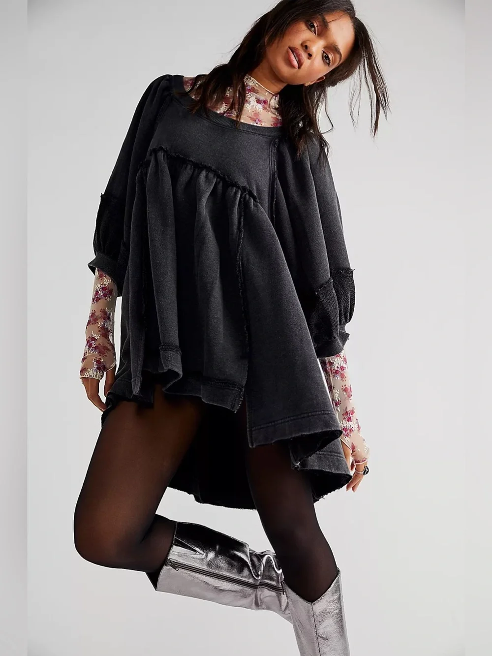 Free People Sunchild Babydoll Tunic Size Small (very oversized)